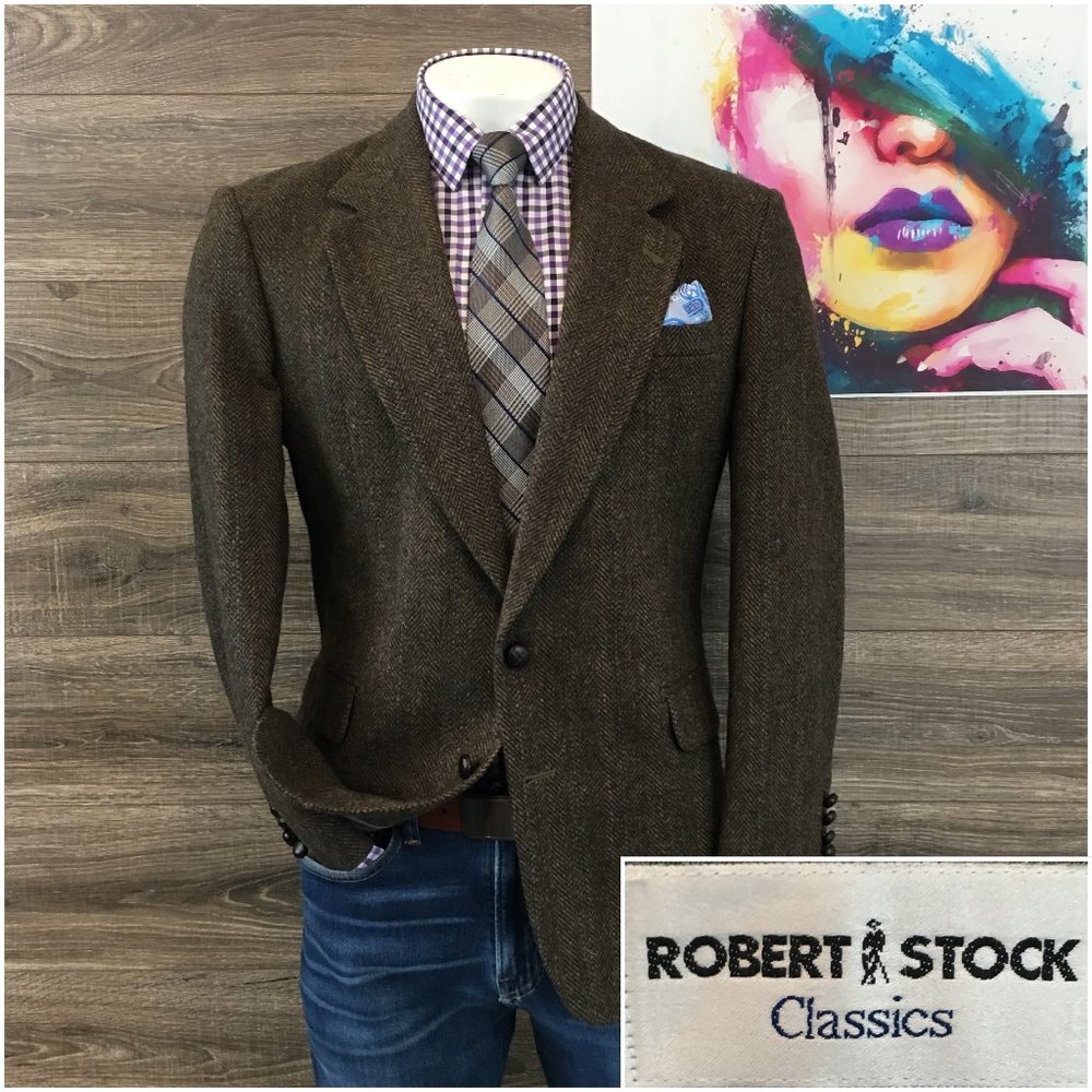 Vintage Tweed Mens Sport Coat Blazer Wool Jacket